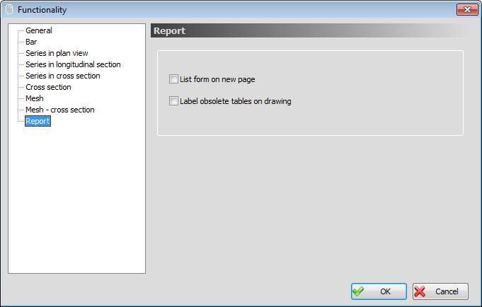44 Report Dialog for selected title Report List form on new page When this checkbox is on, reports created for an array of forms (i.e. specification of bars) are separated.