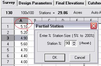 GradePlane allows you designate any grid location as a partial station (versions 1.