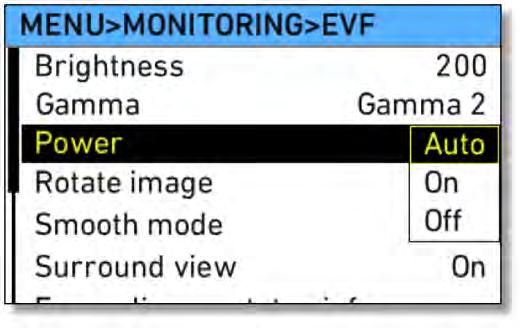 A new setting in the camera's and the viewfinder's EVF menu selects the EVF-2 gamma characteristic.