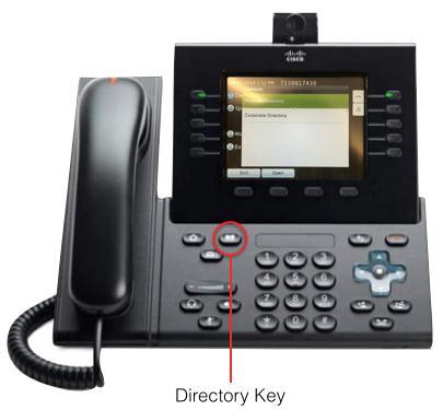 Directories Press the directory key to access the corporate phone directory and search for available contacts within the system Once the directory is accessed, the user can enter in the first and/or