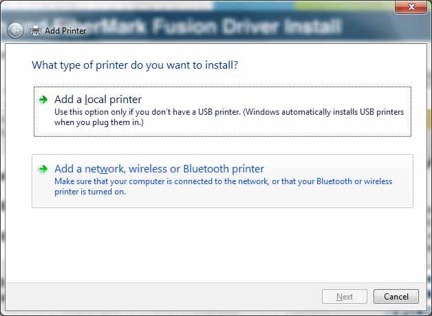 Click on Add Local Printer: Click on Create New Port and then