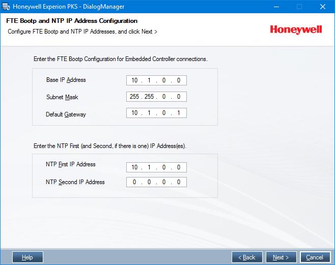 21. Select FTE, and click Next. The FTE Btp and NTP IP Address Cnfiguratin page appears. 22.