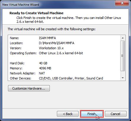 The virtual machine image has now been