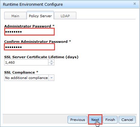 Enter passw0rd as the Administrator Password and Confirm Administrator Password. Ensure the other fields are left as default. Press Next to progress to the next tab.