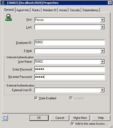 username in the User Name field. 2) Enter the desired password in the Enter Password field. 3) Re-enter the desired password in the Re-enter Password field. 5. Click OK to accept the change.