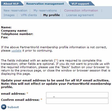 User Information Verification 3 The first time you accept the click-through agreement you will be taken to a user profile page that allows you to input your email address.