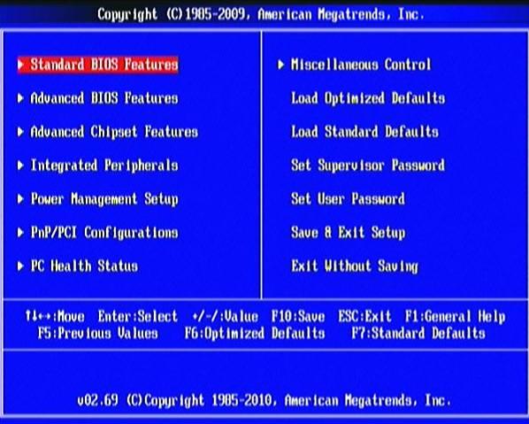 Figure 3-1 Standard BIOS Features Use this Menu for basic system configurations.