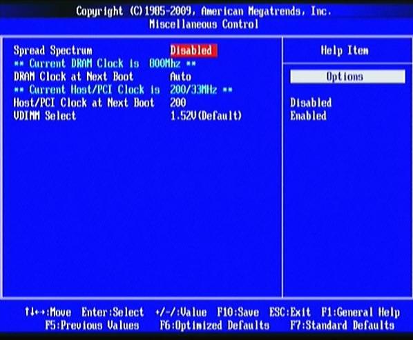 3-11 Miscellaneous Control Spread Spectrum The optional settings are: [Enabled]; [Disabled]. DRAM Clock at Next Boot This item allows you to set DRAM clock.