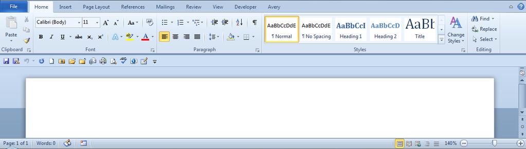 Click on Microsoft Word 2010 The Microsoft Word 2010 screen When the Microsoft Word 2010 program loads, your screen will look something like
