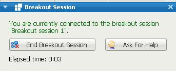 After clicking Yes on both of the pop-up windows, you will be moved to the breakout session.