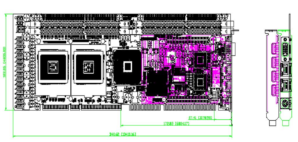 1.4 Checklist After opening the package of the 3301470, please check and make sure you have all of the following items: One 3301470 SBC (A mechanical drawing of this model is shown below.