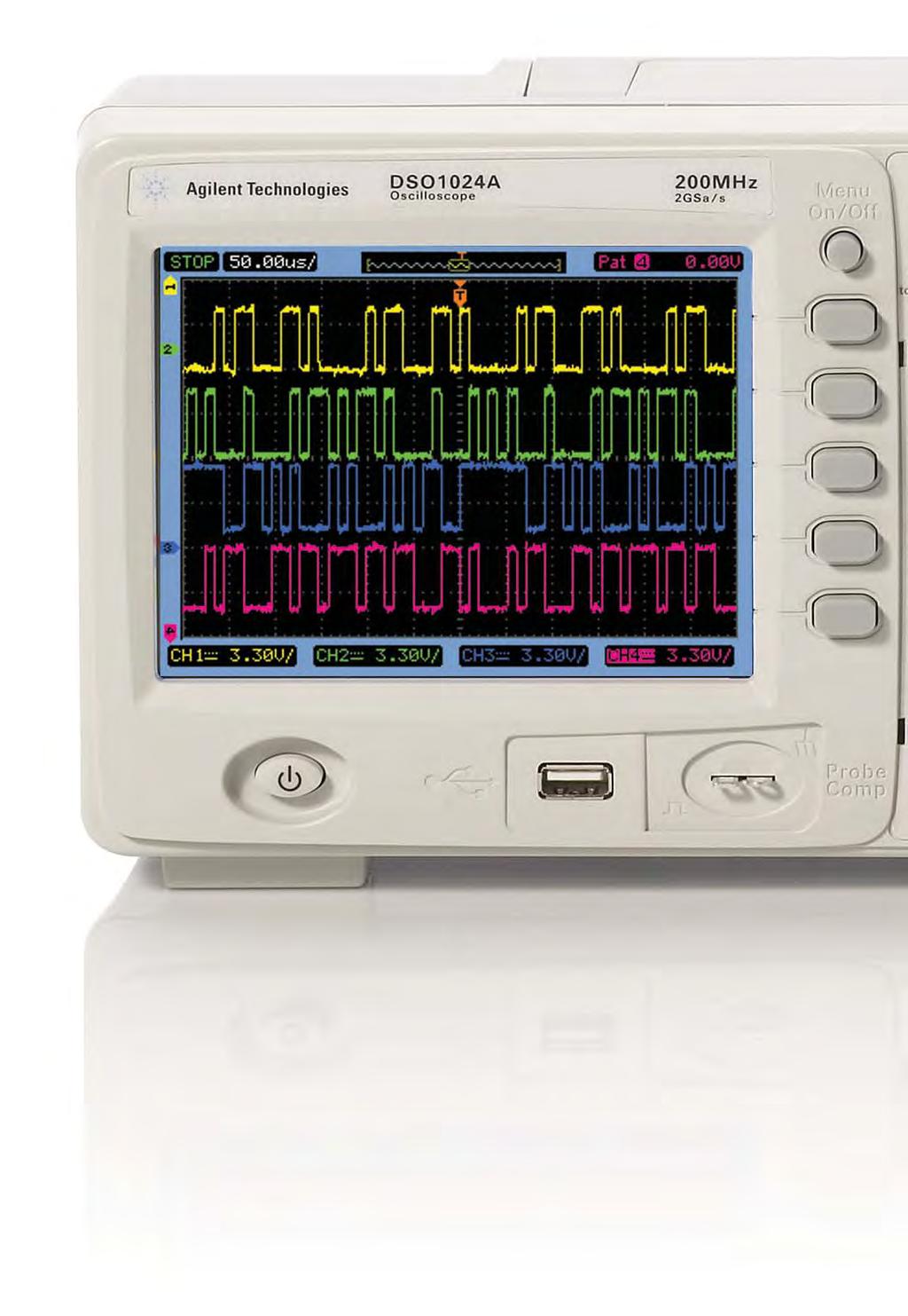 Agilent 1000 Series portable oscilloscopes: Engineered to give you more scope than you thought you could afford More signal viewing Turn menu off for almost 25% more viewing
