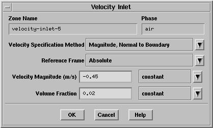 (c) Set the conditions for the secondary phase. i. In the Boundary Conditions panel, select air from the Phase drop-down list and click Set... ii.