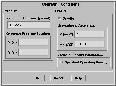 4. Set the gravitational acceleration. Define Operating Conditions... (a) Turn on Gravity.