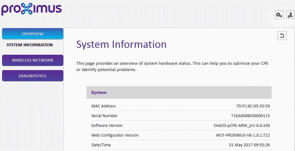 1.3 System Information After logging in, the System Information window is shown: To refresh the information on the page, click the Reload Page button at the top right of the page.