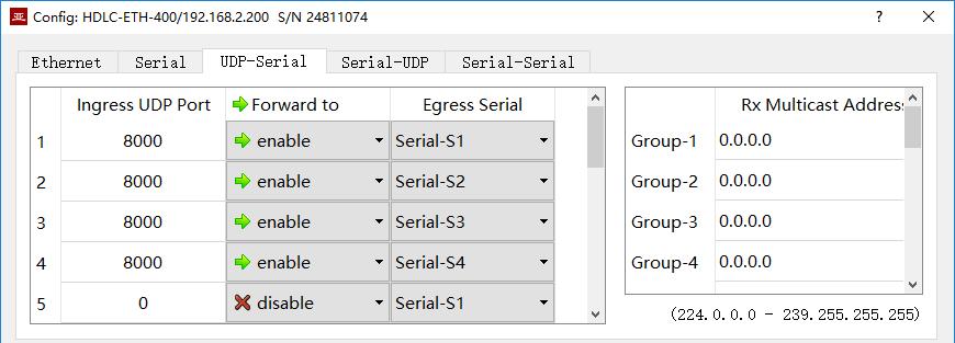 5.3.3 Parameter configuration Set the UDP to serial port.