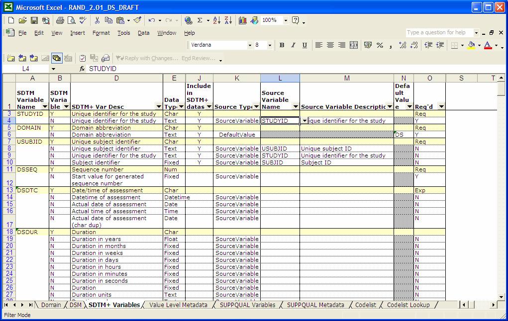 Tabs in the Spreadsheet GSK variable catalogue The SDTM Domain Our mapping sheet SUPPQUAL variables An easy way of