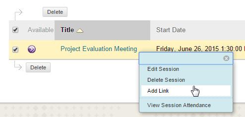 Give the menu item a name such as Collaborate Meetings, select Blackboard Collaborate Scheduling Manager as
