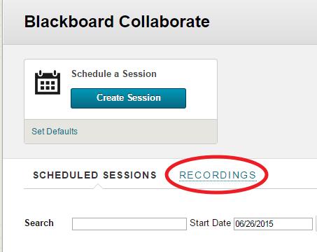 Access the recording of the session To access the recording of your session after it is over, use the menu item you created for Blackboard Collaborate, or go to Control Panel > Course Tools >