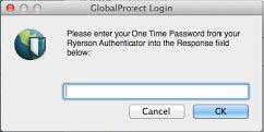 4. If you are connecting to RU-VPN2 from off campus or from the campus but through the Academic Domain, you will be prompted for your Two-Factor One Time Verification Password.
