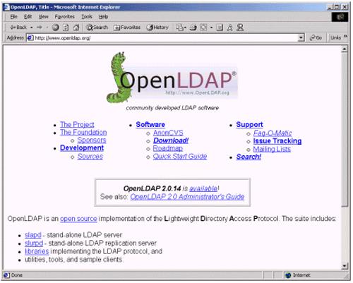 Once this has been installed and configured all authentication will be done by the OpenLDAP server on the Linux box. OpenLDAP The OpenLDAP may be downloaded from openldap.