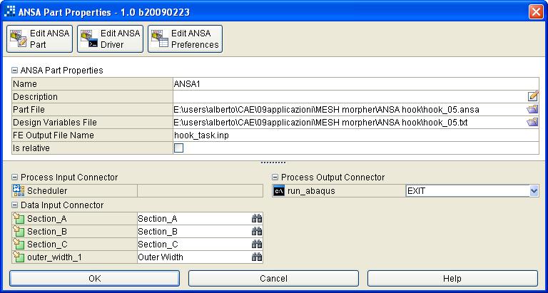 1 2 3 Figure 3 ANSA direct node interface in modefrontier The extraction of the mass information is made through an Output File node, linked directly to the ANSA node output connector.