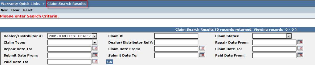 E. Claims Search E. Claims Search As claims are saved and submitted they are stored in a repository for PRW user reference.