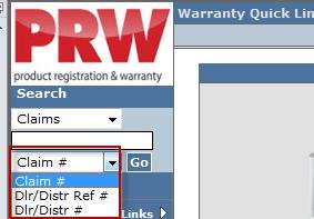 F. Claims Quick Search F. Claims Quick Search The Quick Search Screen is available throughout the PRW application and is a quick way to find a claim.