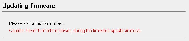 Confirm the firmware file name, and click [Update Firmware]. Clicking [Cancel] takes you back to the Top page without updating the firmware.