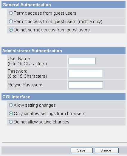 2. Set each parameter. Clicking [Cancel] cancels your settings without saving changes. Setting General Authentication Description Authentication has 3 phases.