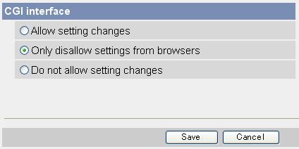5.5 CGI Interface You can restrict camera settings changes using CGI interface from browsers, external devices, or software applications.