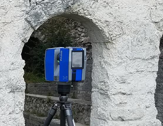 Many scans are needed to record the surfaces from multiple angles which are then registered together into a comprehensive three dimensional point cloud using Autodesk ReCap software.