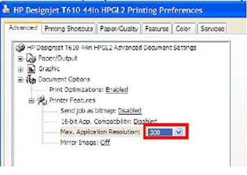 The resolution required by the product to process the file is set by the print mode selected (Best, Normal, Fast).