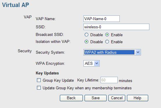 Security Settings - WPA2 with Radius This version of WPA2 requires a Radius Server on your LAN to provide the client authentication according to the 802.1x standard.