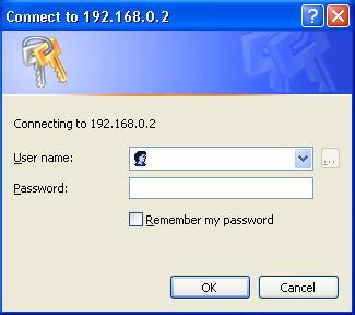 3. You will be prompted for a user name and password.