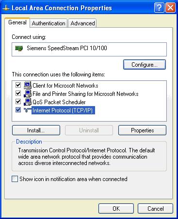 Checking TCP/IP Settings - Windows XP 1. Select Control Panel - Network Connection. 2.