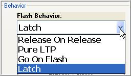 2 Press the select key for a playback. The Playback Properties dialog box opens. 3 On the Playback Definitions tab, click the arrow to view the flash behavior options.