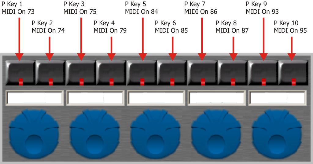 Compulite MIDI tables Figure 1: P keys (Vector Red, Vector Blue, and Vector PC) and their MIDI Notes Figure