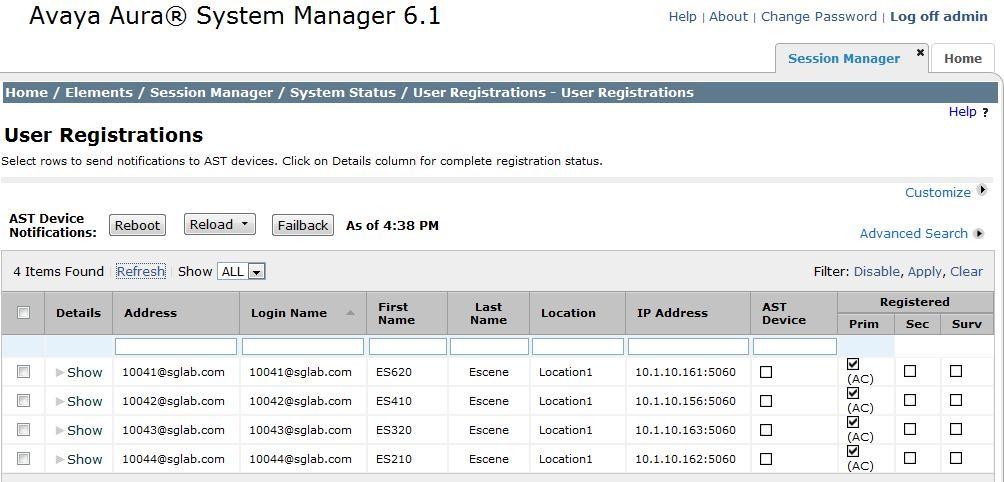 Verification Steps This section provides the tests that can be performed to verify proper configuration of Avaya Aura Session Manager, Avaya Aura