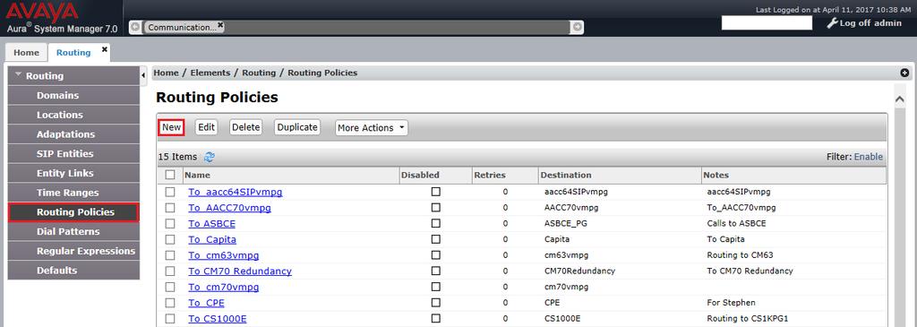 6.6 Configure Routing Policy for OpenGate Click on Routing