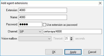 In the resulting screen specify, an Extension number that will be used by the Presence Agent application. Note that this number is an existing extension number on Communication Manager.