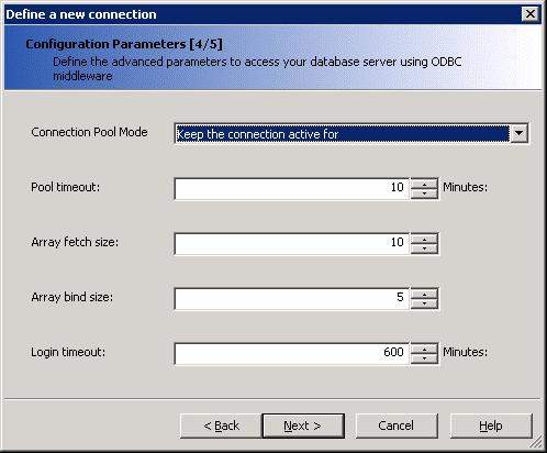 Universe Designer Personal basics The "Configuration Parameters" screen appears. This screen defines the advanced parameters that enable you to access the database server by using the ODBC middleware.