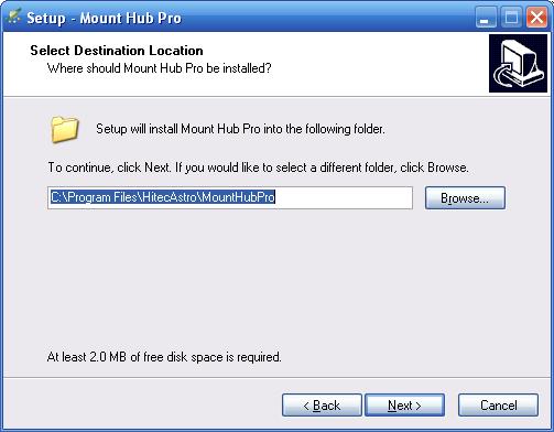 Click Next to accept the default install location on your hard drive or you may choose an