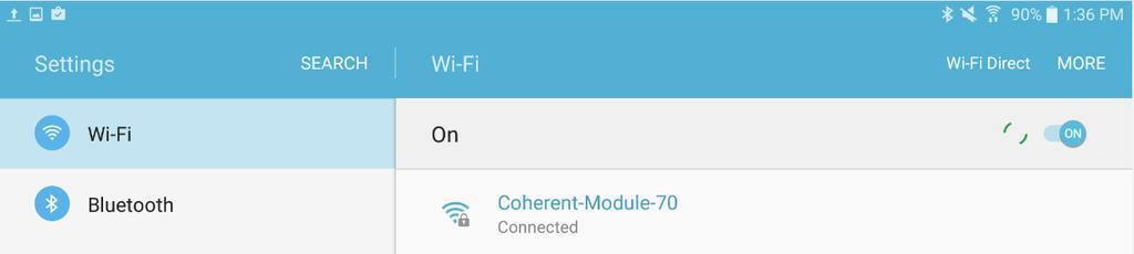 Step 3: WiFi Operation Join your mobile/pc to the Coherent WiFi Module WiFi network. If your device asks for a password, the default password is 12345678.