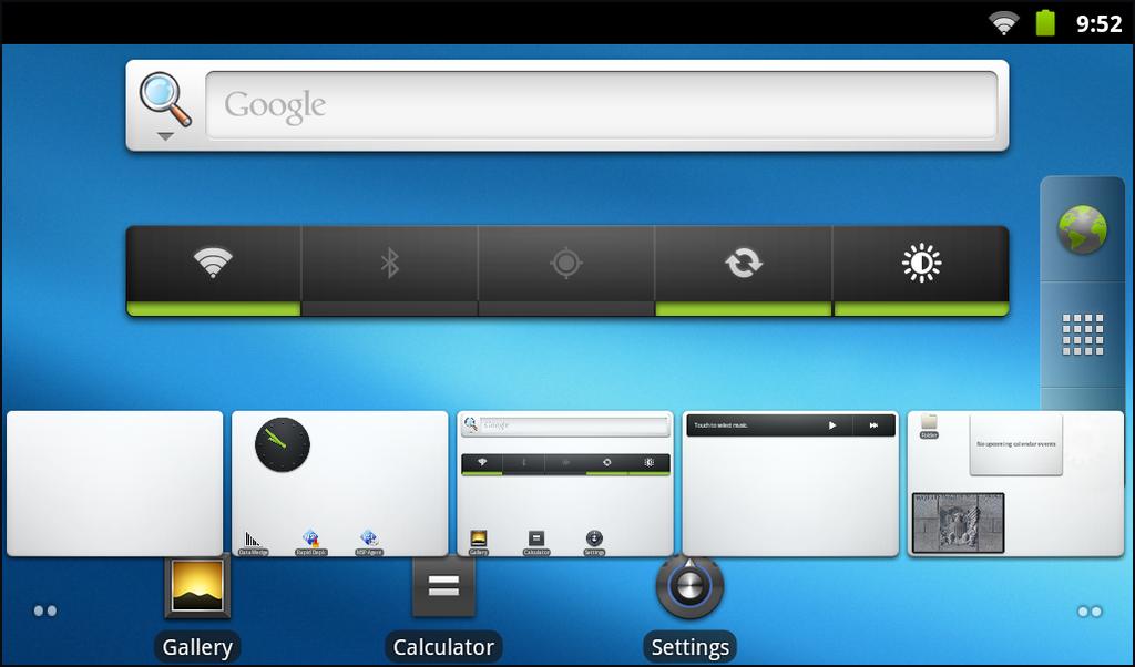 2-2 ET1 Enterprise Tablet User Guide Launcher Icon - Opens the application window. See Applications on page 2-11. Browser Icon - Opens the Browser application.