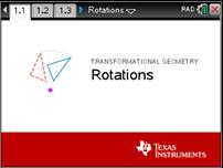 In this lesson, you will investigate the coordinates of vertices of rotated triangles and look for patterns. Open the document: Rotations.tns.