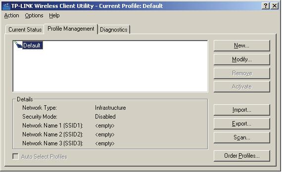 Available Networks Order profiles Figure 3-3 3.2.1 Add or Modify a Configuration Profile To add a new configuration profile, click New on the Profile Management tab.