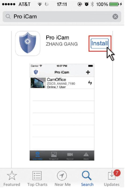 free APP named Pro icam in Apple APP store, Google play