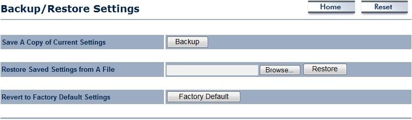 46 7.4 Backup/Restore This page allows you to save the current EAP350 configurations.