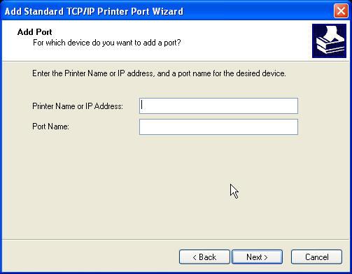 5. In the Printer Name or IP Address box, enter the Host Name of the Server (default: JMS-202) or IP address of the Server.